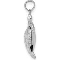 14K White Gold Polished 3D Turtle Pendant with Moveable Head and Legs by Oro Pregiato