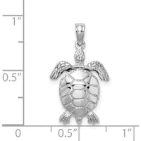 14K White Gold Polished 3D Turtle Pendant with Moveable Head and Legs by Oro Pregiato