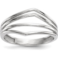 14K White Gold Polished 4-Bar Fashion Band Ring with Open-Back Design by 0