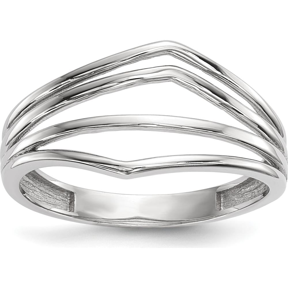14K White Gold Polished 4-Bar Fashion Band Ring with Open-Back Design by 0