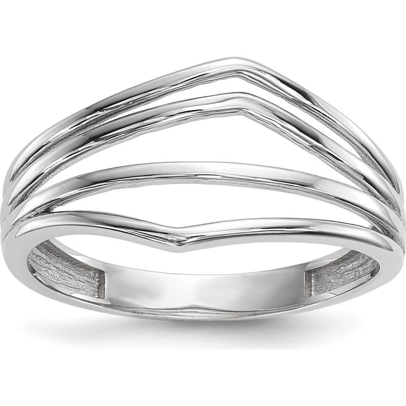 14K White Gold Polished 4-Bar Fashion Band Ring with Open-Back Design by 0