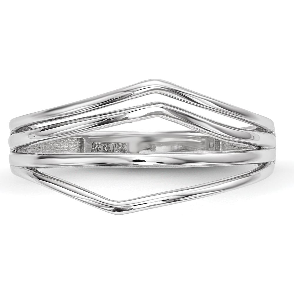 14K White Gold Polished 4-Bar Fashion Band Ring with Open-Back Design by 0