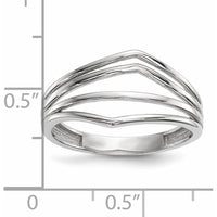 14K White Gold Polished 4-Bar Fashion Band Ring with Open-Back Design by 0