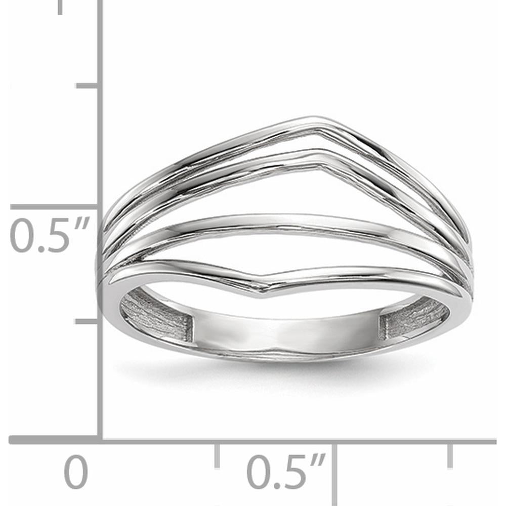 14K White Gold Polished 4-Bar Fashion Band Ring with Open-Back Design by 0