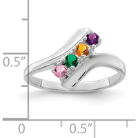 14K White Gold Polished 4-Stone Mother's Ring Mounting - Customizable Design by Oro Pregiato