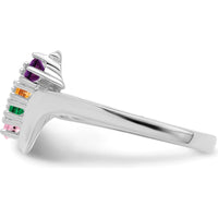 14K White Gold Polished 4-Stone Mother's Ring Mounting - Customizable Design by Oro Pregiato