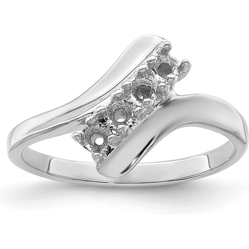14K White Gold Polished 4-Stone Mother's Ring Mounting - Customizable Design by Oro Pregiato