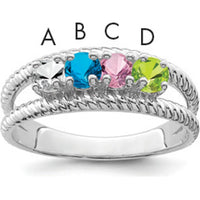 14K White Gold Polished 4-Stone Mother's Ring Mounting - Customizable Design by Monteluci Fine Jewelry