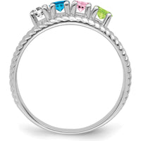 14K White Gold Polished 4-Stone Mother's Ring Mounting - Customizable Design by Monteluci Fine Jewelry