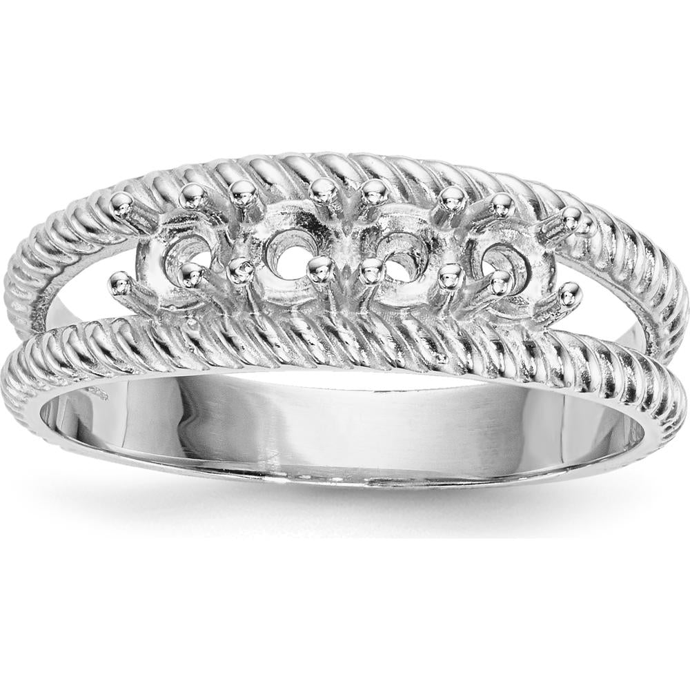 14K White Gold Polished 4-Stone Mother's Ring Mounting - Customizable Design by Monteluci Fine Jewelry