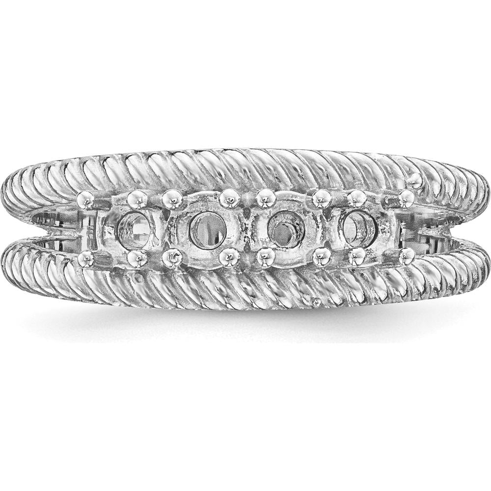 14K White Gold Polished 4-Stone Mother's Ring Mounting - Customizable Design by Monteluci Fine Jewelry