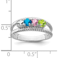 14K White Gold Polished 4-Stone Mother's Ring Mounting - Customizable Design by Monteluci Fine Jewelry