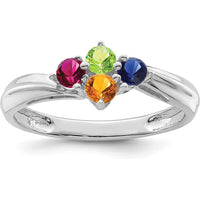14K White Gold Polished 4-Stone Mother's Ring Mounting - Customizable for Family Stones by Oro Pregiato