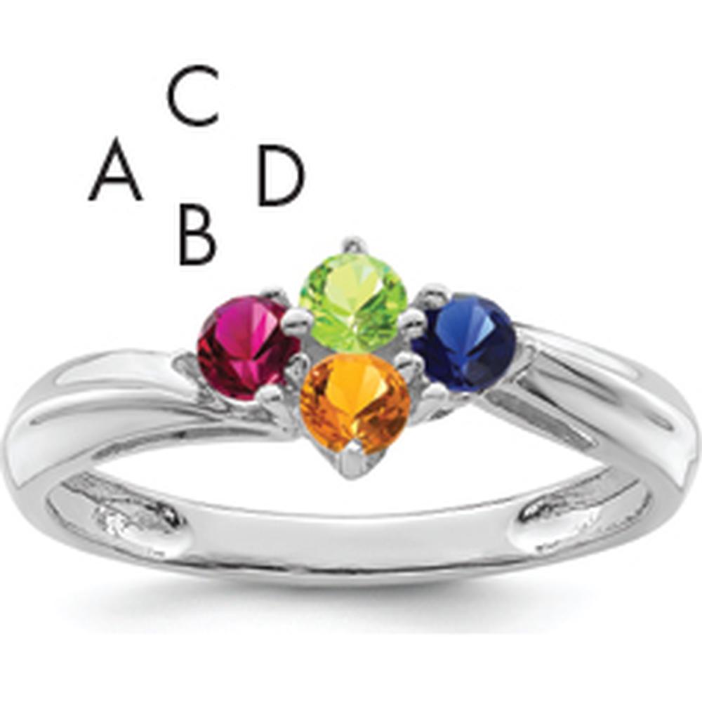 14K White Gold Polished 4-Stone Mother's Ring Mounting - Customizable for Family Stones by Oro Pregiato