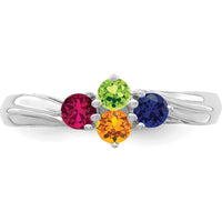 14K White Gold Polished 4-Stone Mother's Ring Mounting - Customizable for Family Stones by Oro Pregiato