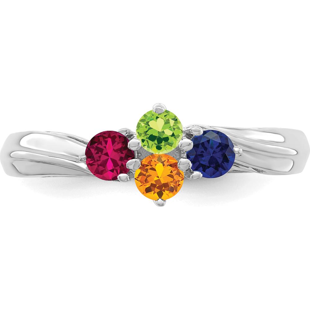 14K White Gold Polished 4-Stone Mother's Ring Mounting - Customizable for Family Stones by Oro Pregiato