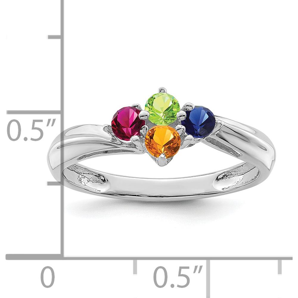14K White Gold Polished 4-Stone Mother's Ring Mounting - Customizable for Family Stones by Oro Pregiato