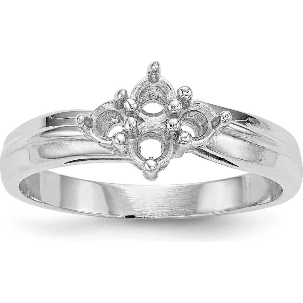 14K White Gold Polished 4-Stone Mother's Ring Mounting - Customizable for Family Stones by Oro Pregiato