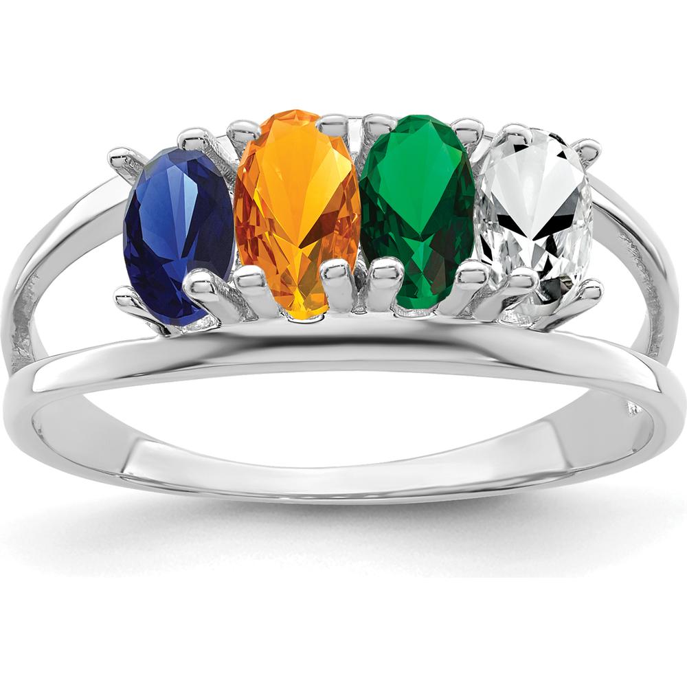 14K White Gold Polished 4-Stone Mother's Ring Mounting - Customizable Gemstone Settings by Monteluci Fine Jewelry