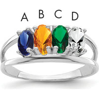 14K White Gold Polished 4-Stone Mother's Ring Mounting - Customizable Gemstone Settings by Monteluci Fine Jewelry