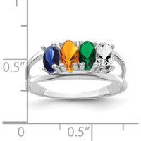 14K White Gold Polished 4-Stone Mother's Ring Mounting - Customizable Gemstone Settings by Monteluci Fine Jewelry
