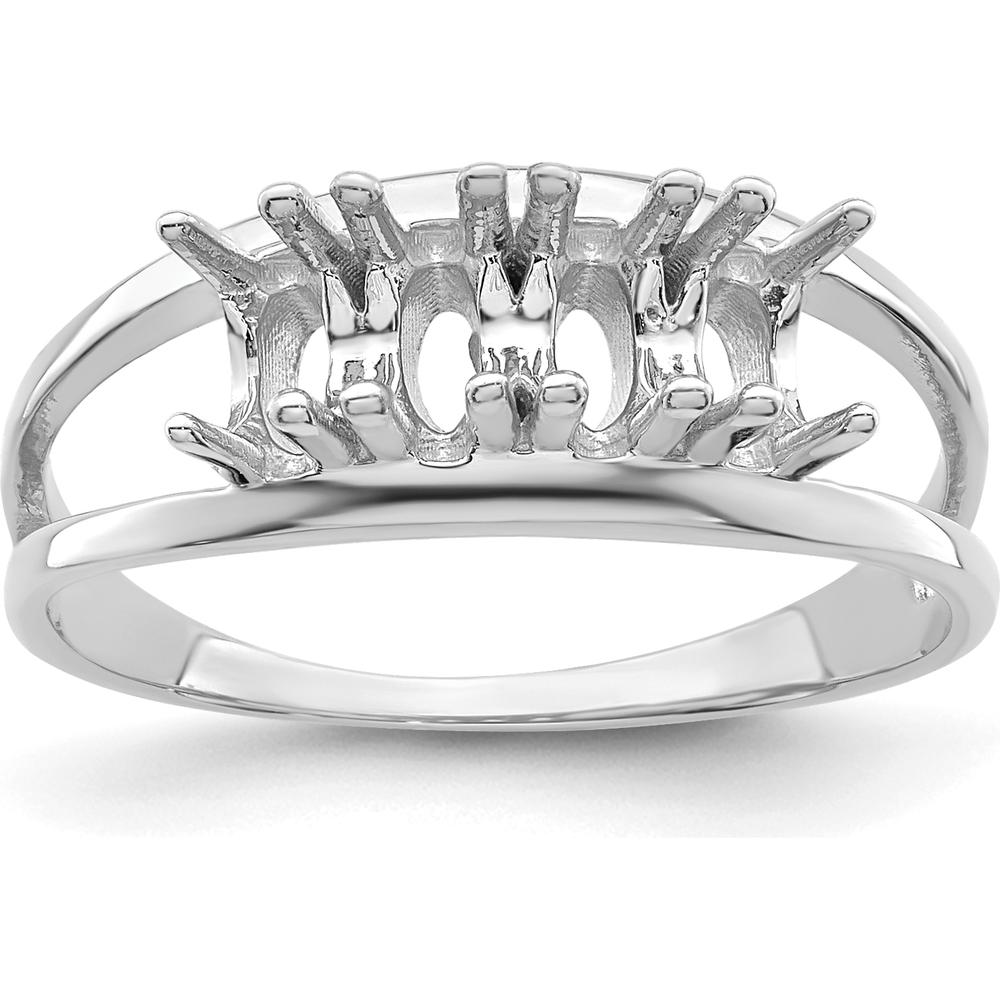 14K White Gold Polished 4-Stone Mother's Ring Mounting - Customizable Gemstone Settings by Monteluci Fine Jewelry