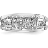 14K White Gold Polished 4-Stone Mother's Ring Mounting - Customizable Gemstone Settings by Monteluci Fine Jewelry