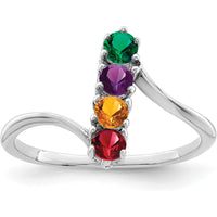 14K White Gold Polished 4-Stone Mother's Ring Mounting - Customizable Setting for Personalized Gemstones by Monteluci Fine Jewelry