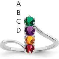 14K White Gold Polished 4-Stone Mother's Ring Mounting - Customizable Setting for Personalized Gemstones by Monteluci Fine Jewelry