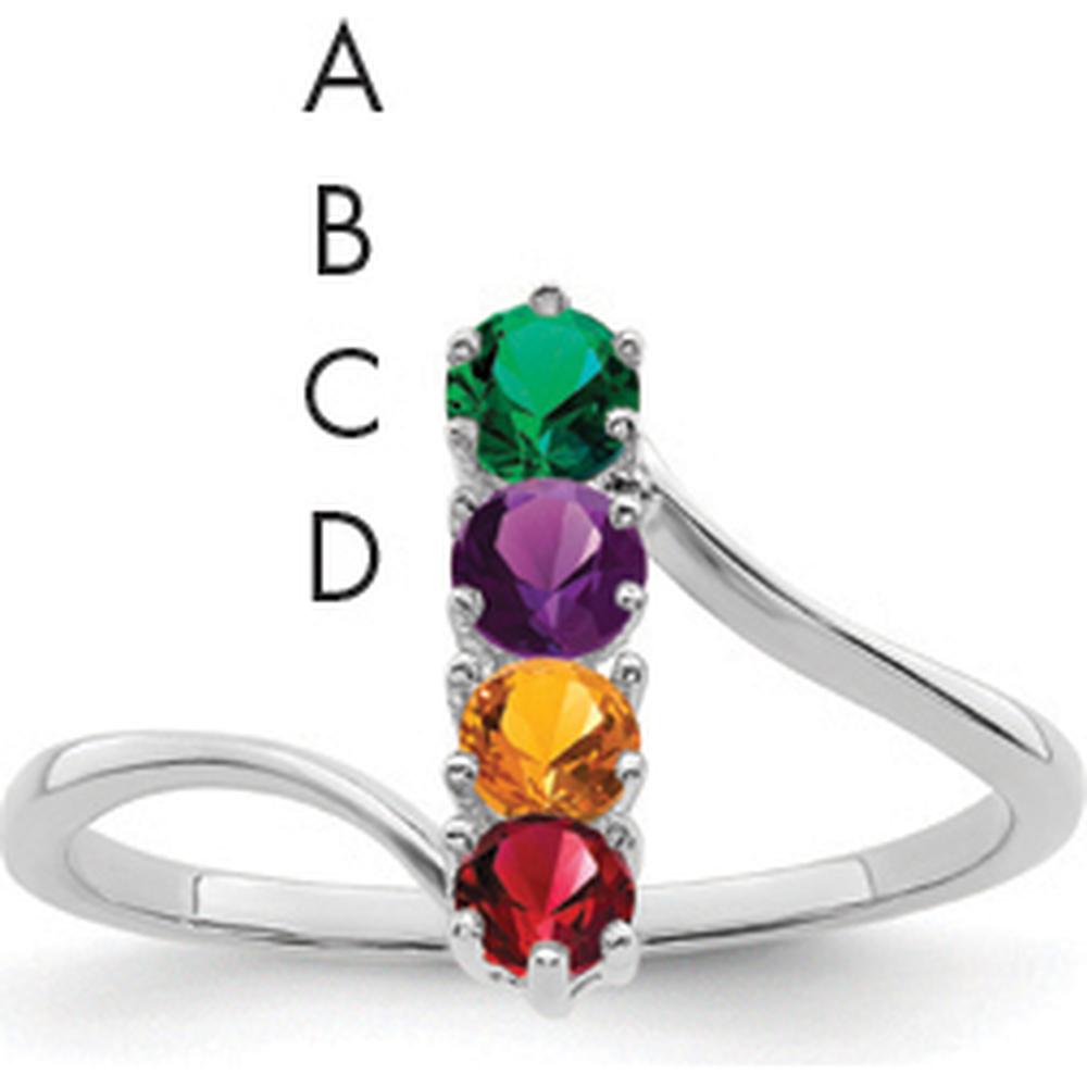 14K White Gold Polished 4-Stone Mother's Ring Mounting - Customizable Setting for Personalized Gemstones by Monteluci Fine Jewelry