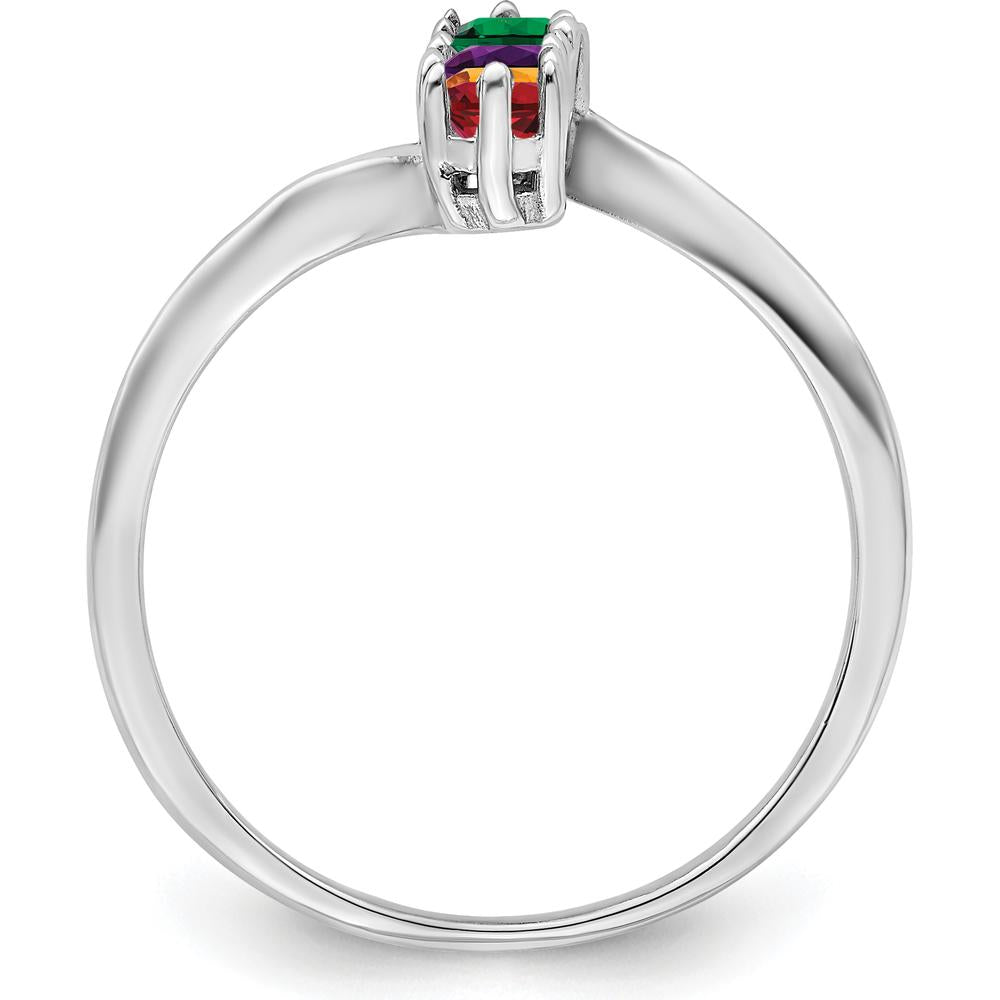 14K White Gold Polished 4-Stone Mother's Ring Mounting - Customizable Setting for Personalized Gemstones by Monteluci Fine Jewelry