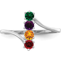 14K White Gold Polished 4-Stone Mother's Ring Mounting - Customizable Setting for Personalized Gemstones by Monteluci Fine Jewelry
