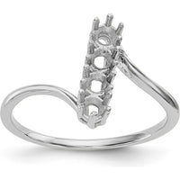 14K White Gold Polished 4-Stone Mother's Ring Mounting - Customizable Setting for Personalized Gemstones by Monteluci Fine Jewelry