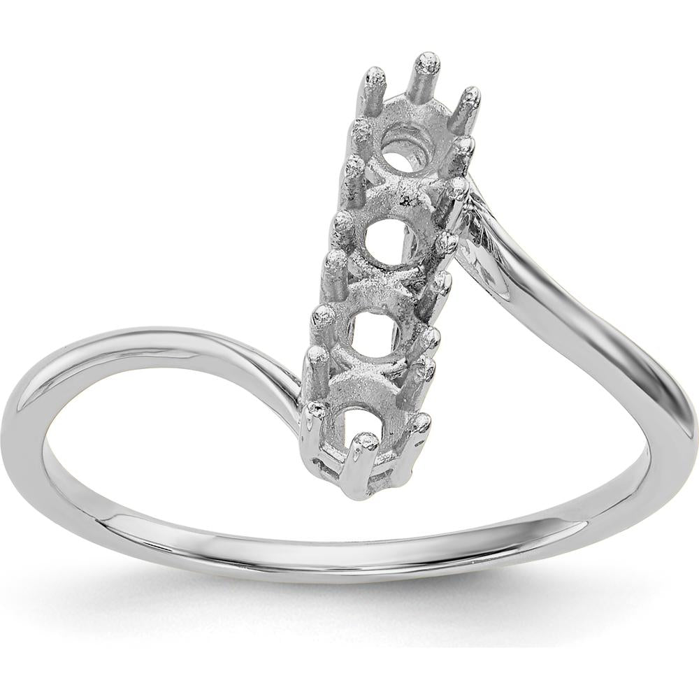 14K White Gold Polished 4-Stone Mother's Ring Mounting - Customizable Setting for Personalized Gemstones by Monteluci Fine Jewelry