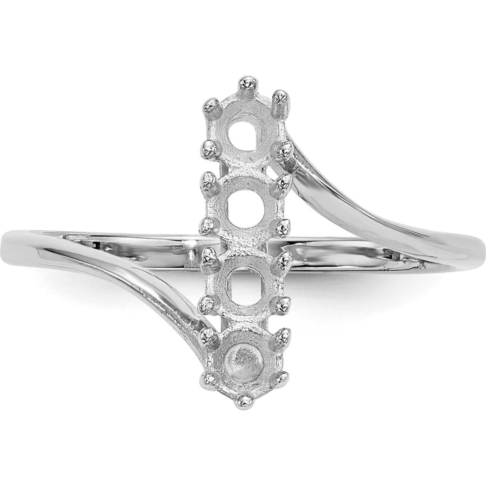 14K White Gold Polished 4-Stone Mother's Ring Mounting - Customizable Setting for Personalized Gemstones by Monteluci Fine Jewelry