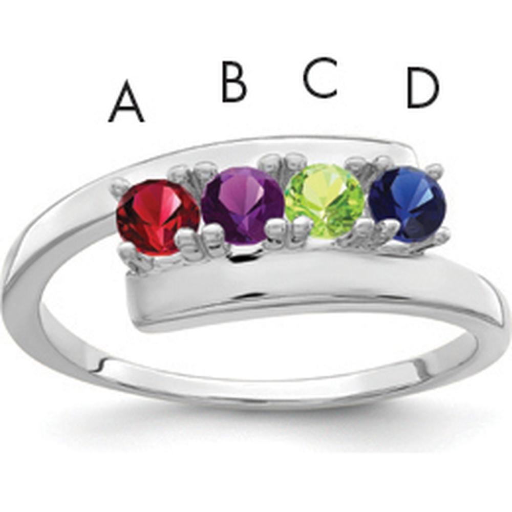 14K White Gold Polished 4-Stone Mother's Ring Mounting - Rhodium Plated by Monteluci Fine Jewelry