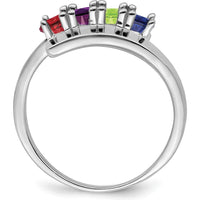 14K White Gold Polished 4-Stone Mother's Ring Mounting - Rhodium Plated by Monteluci Fine Jewelry