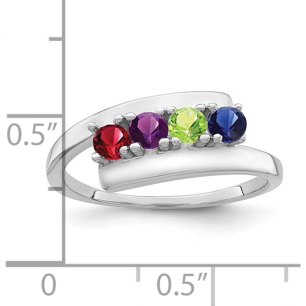 14K White Gold Polished 4-Stone Mother's Ring Mounting - Rhodium Plated by Monteluci Fine Jewelry