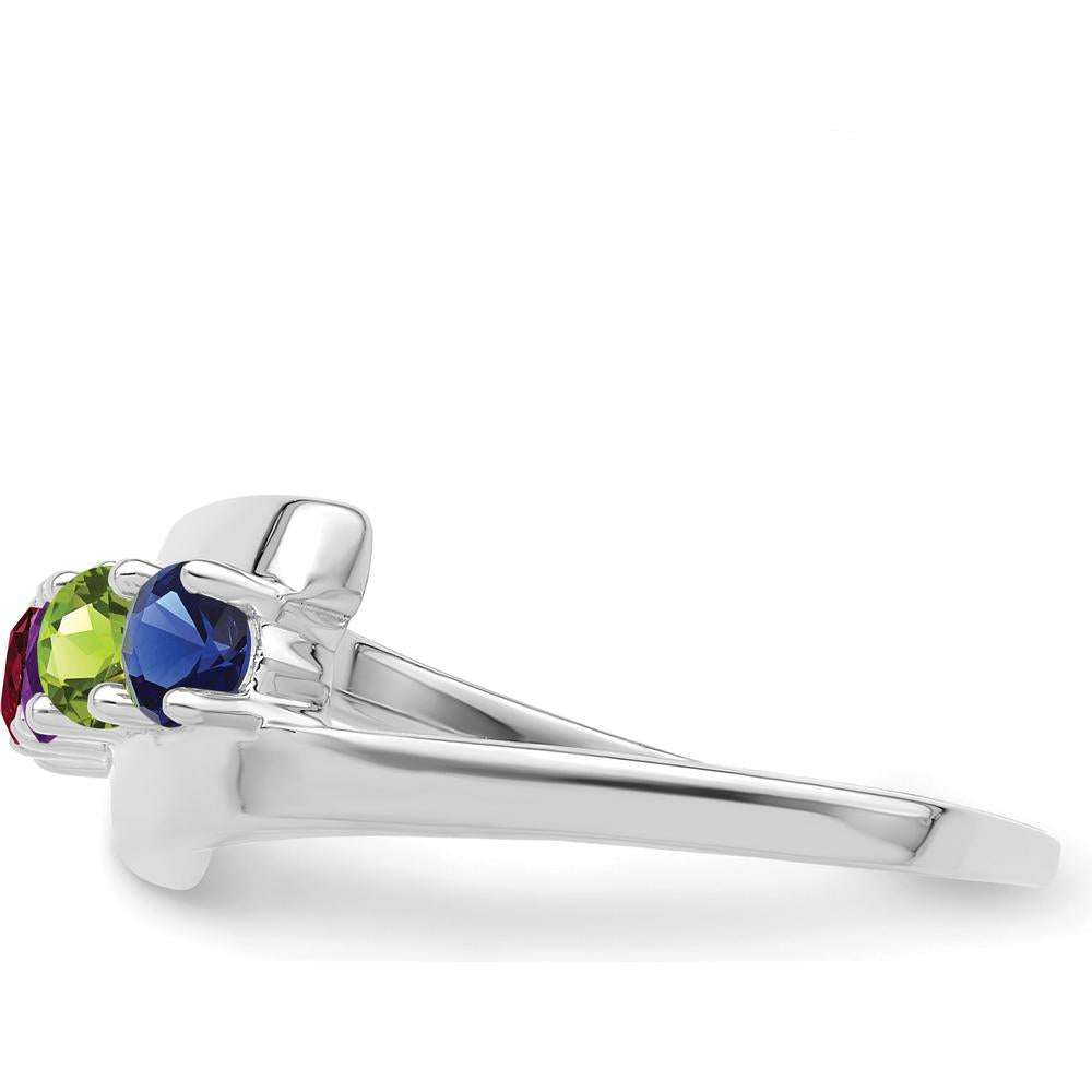 14K White Gold Polished 4-Stone Mother's Ring Mounting - Rhodium Plated by Monteluci Fine Jewelry