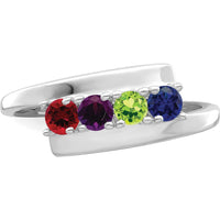14K White Gold Polished 4-Stone Mother's Ring Mounting - Rhodium Plated by Monteluci Fine Jewelry