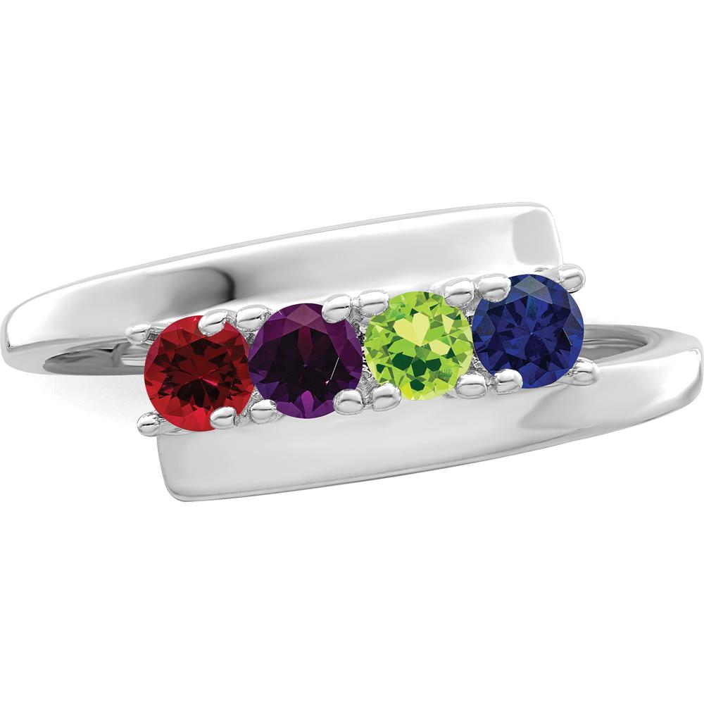 14K White Gold Polished 4-Stone Mother's Ring Mounting - Rhodium Plated by Monteluci Fine Jewelry