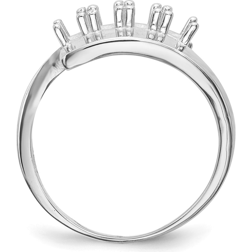 14K White Gold Polished 4-Stone Mother's Ring Mounting - Rhodium Plated by Monteluci Fine Jewelry