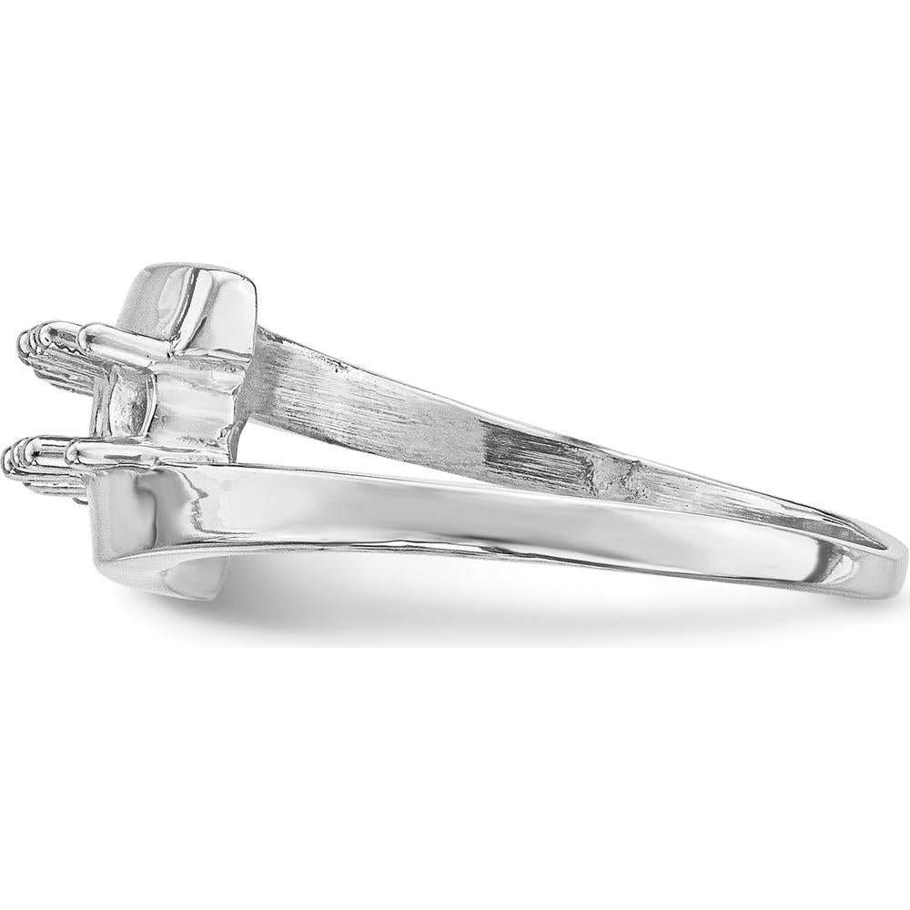 14K White Gold Polished 4-Stone Mother's Ring Mounting - Rhodium Plated by Monteluci Fine Jewelry