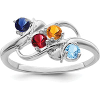 14K White Gold Polished 4-Stone Mother's Ring Mounting by Monteluci Fine Jewelry