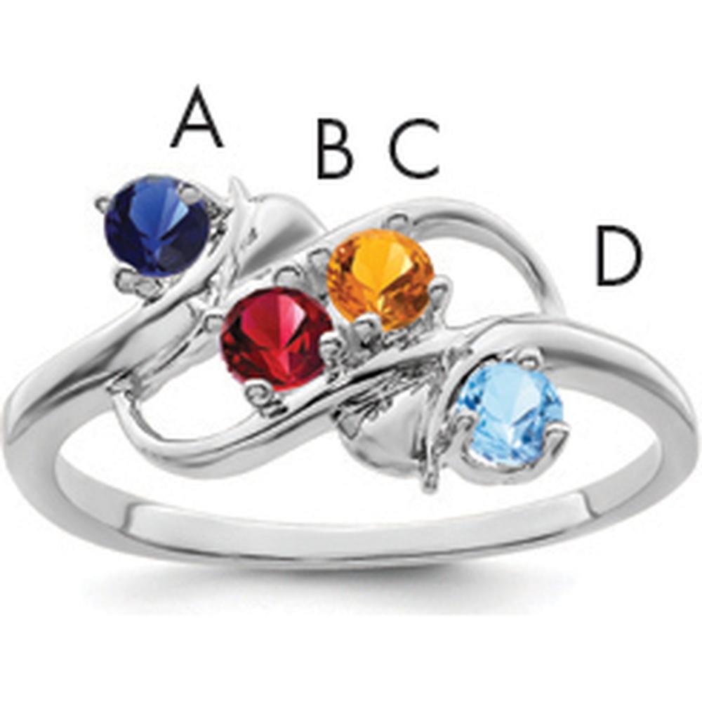 14K White Gold Polished 4-Stone Mother's Ring Mounting by Monteluci Fine Jewelry
