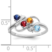 14K White Gold Polished 4-Stone Mother's Ring Mounting by Monteluci Fine Jewelry
