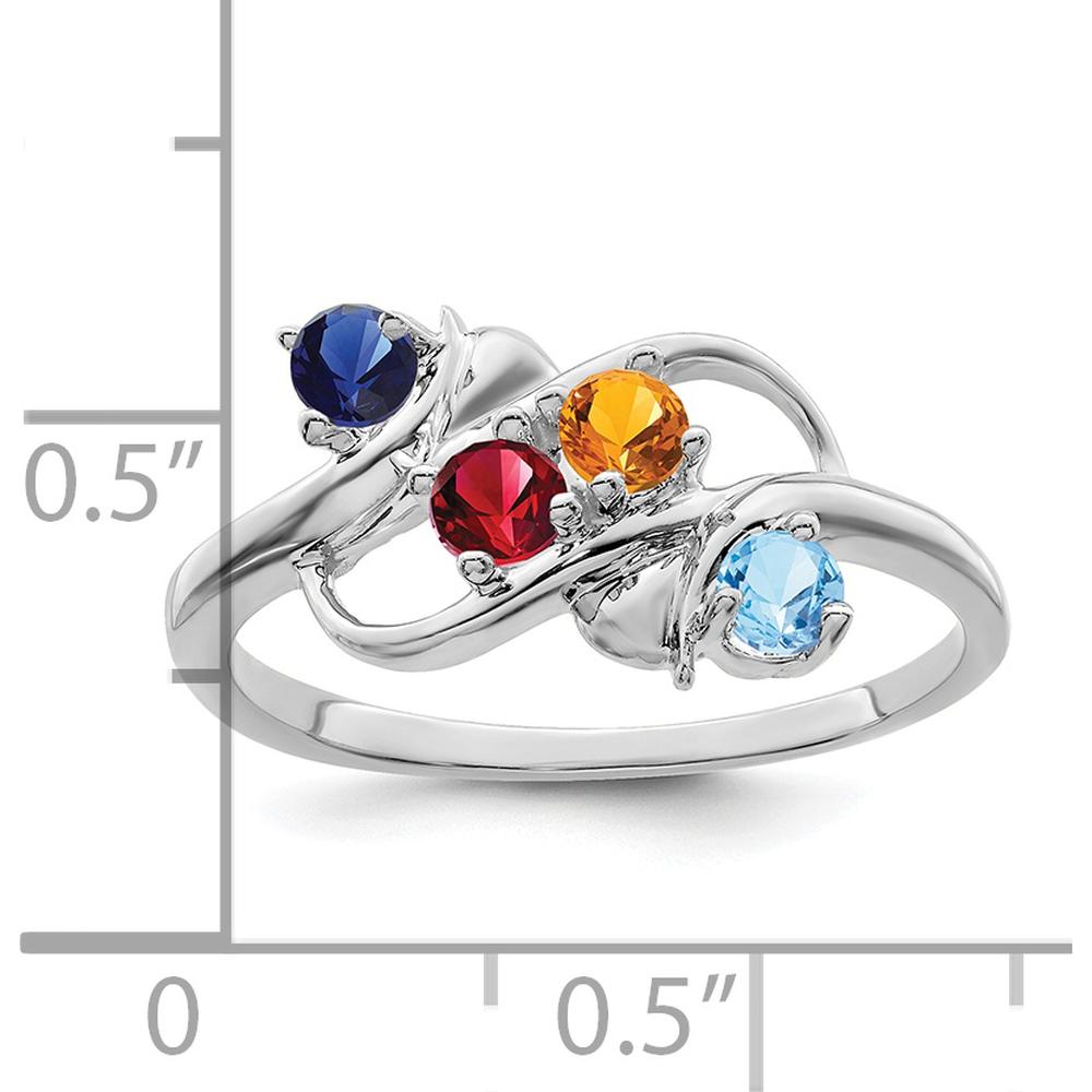 14K White Gold Polished 4-Stone Mother's Ring Mounting by Monteluci Fine Jewelry