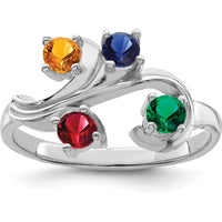 14K White Gold Polished 4-Stone Mother's Ring Mounting by Monteluci Fine Jewelry