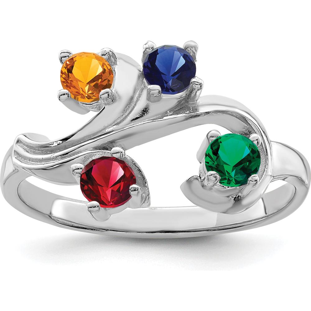 14K White Gold Polished 4-Stone Mother's Ring Mounting by Monteluci Fine Jewelry