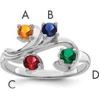 14K White Gold Polished 4-Stone Mother's Ring Mounting by Monteluci Fine Jewelry